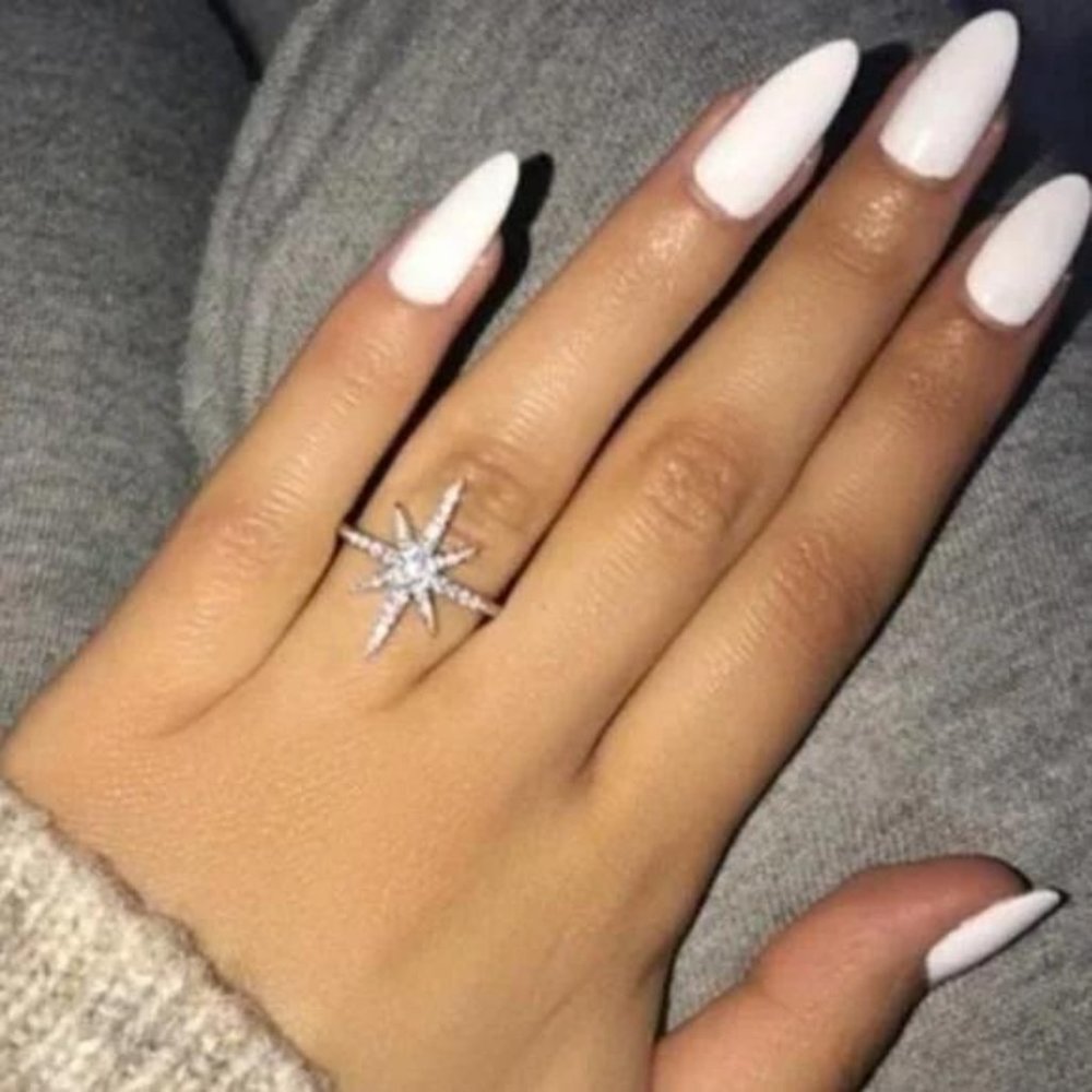 NEW 💍18K White Gold Shooting Star Ring, beautiful Ring, shiny Ring